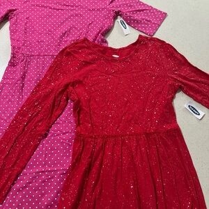 Old Navy Kids Glitter and Polka Dot Dress Set - Red and Pink